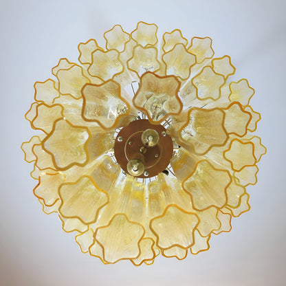 Yellow Glass Tube Chandelier