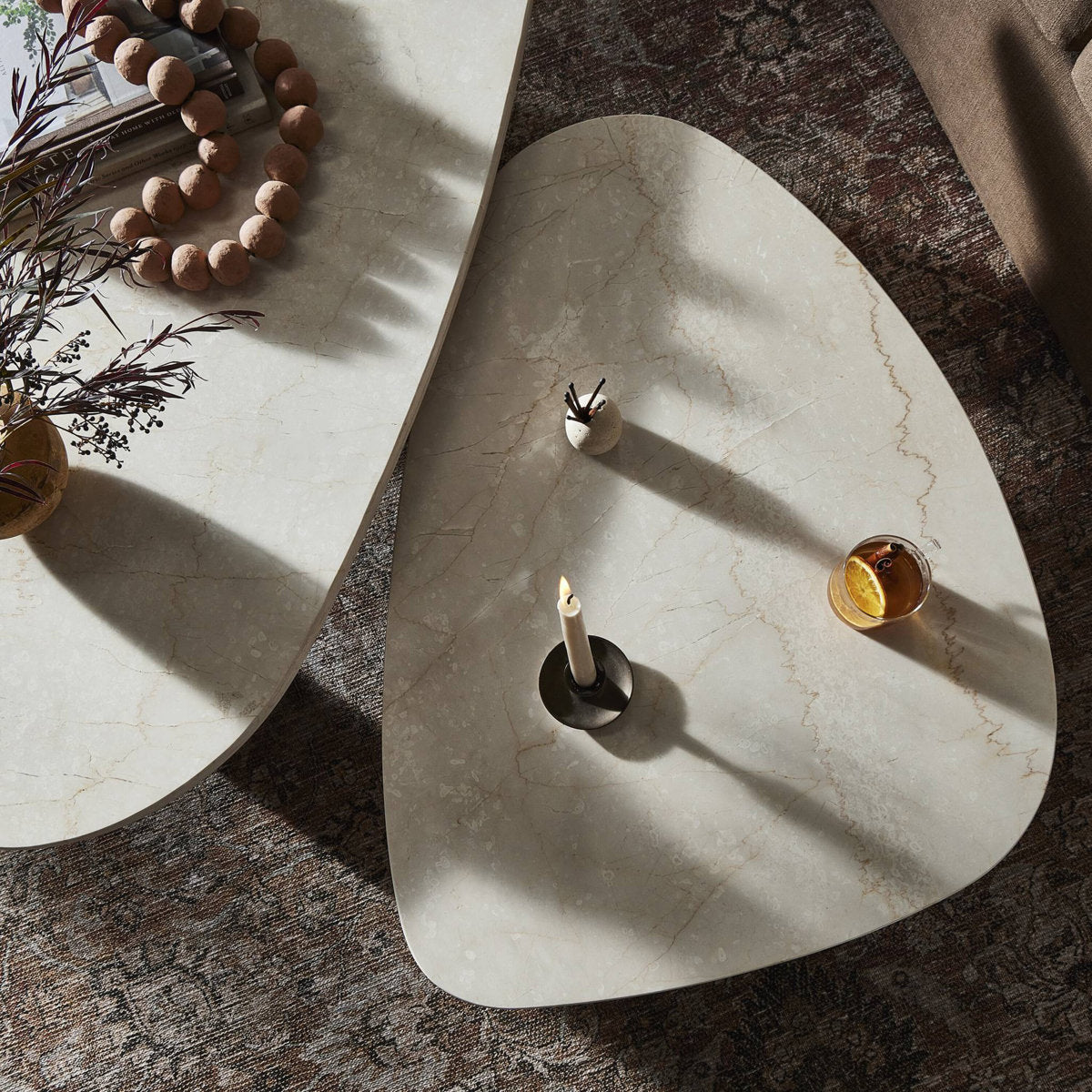 Zion Coffee Table Set - Merlot Marble
