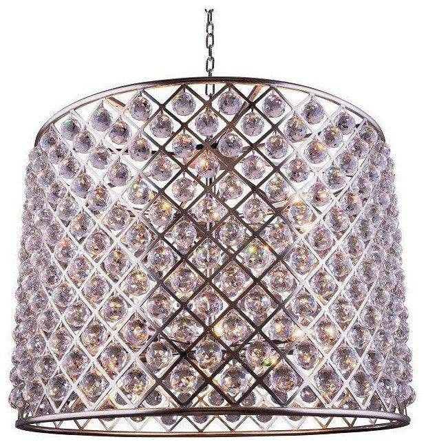 Elegant 1206D35PN/RC Madison 12 Light Polished Nickel Chandelier ClearBy Elegant Furniture & Lighting