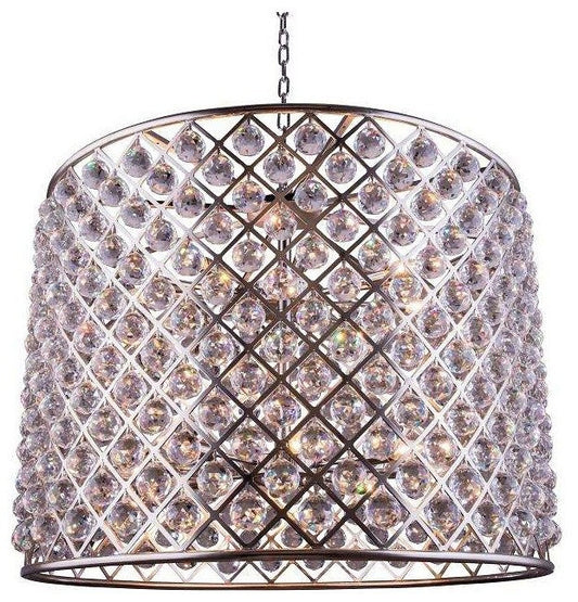 Elegant 1206D35PN/RC Madison 12 Light Polished Nickel Chandelier ClearBy Elegant Furniture & Lighting