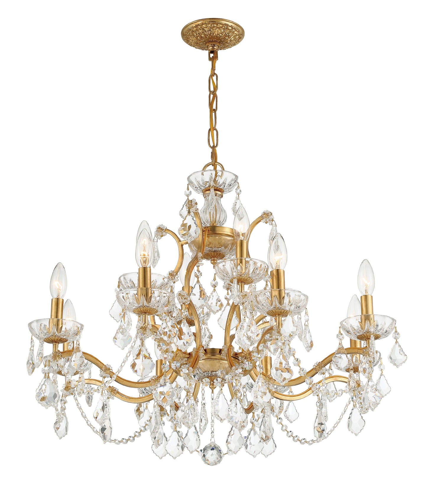 Filmore 12-Light Swarovski Strass Crystal Antique Gold ChandelierBy Crystorama Lighting