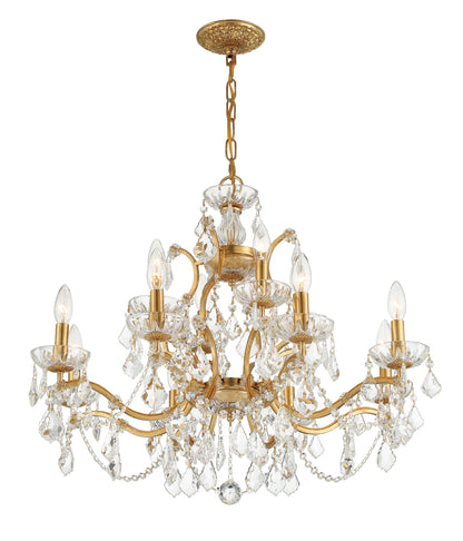 Filmore 12-Light Swarovski Strass Crystal Antique Gold ChandelierBy Crystorama Lighting