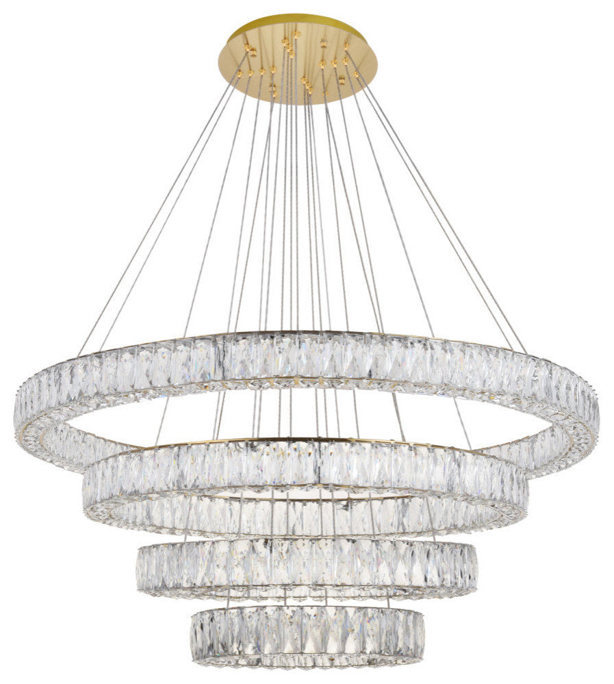 Elegant Lighting 3503G41 Monroe 4 Light 42"W LED Crystal Ring - GoldBy Elegant Furniture & Lighting