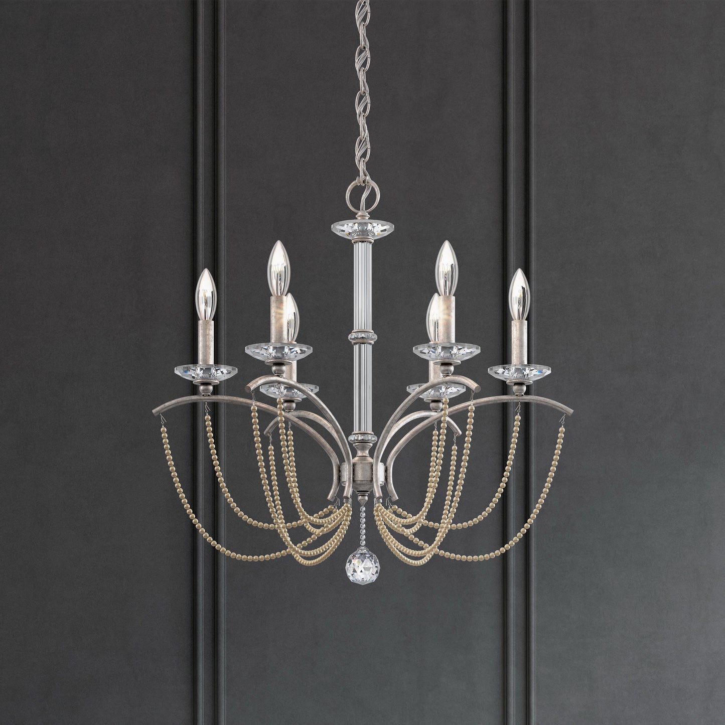 Schonbek Bc7106N-48Pbz 6 Light Crystal Chandelier, Antique SilverBy Schonbek