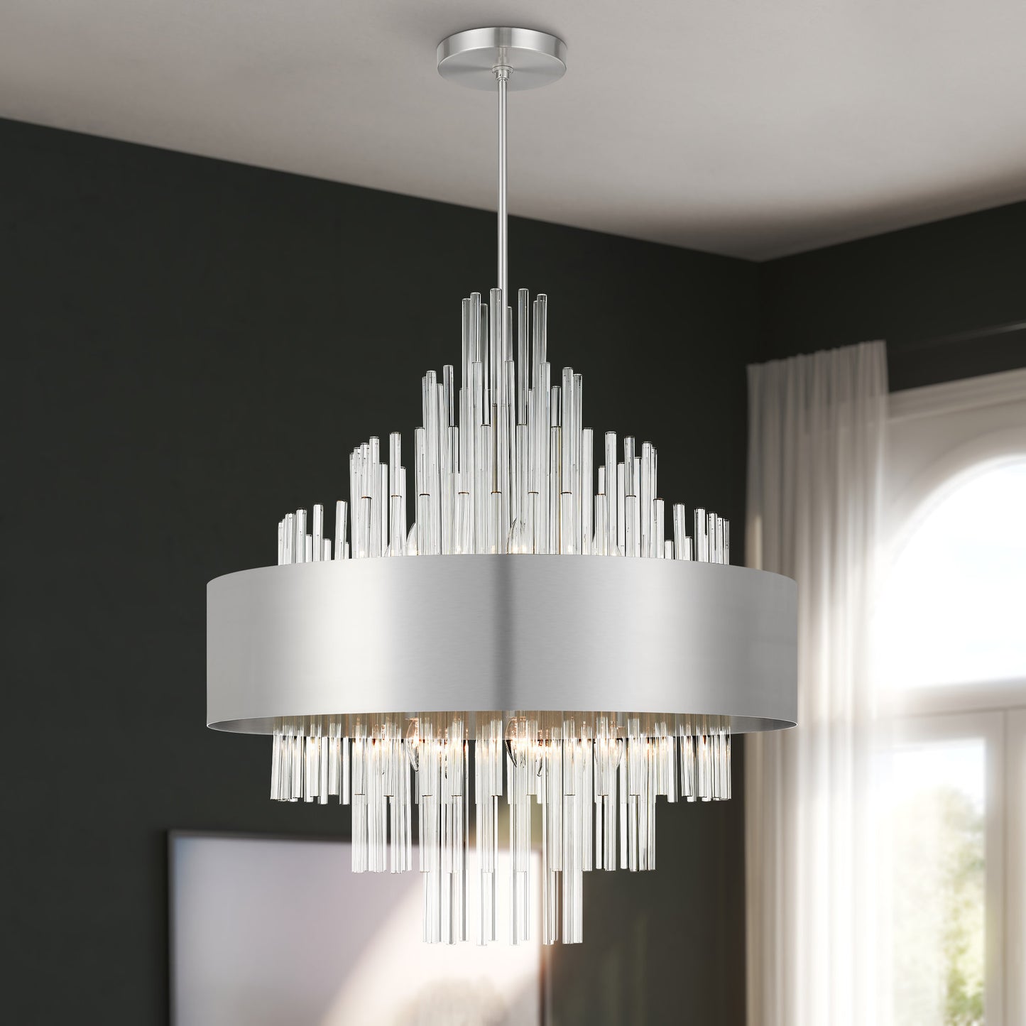 Livex Lighting 48877 Orenburg 14 Light 35"W Crystal Waterfall - Natural BrassBy Livex Lighting Inc.