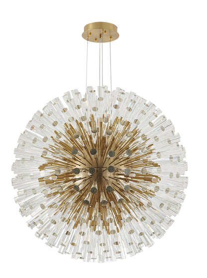 30 Light Chandelier With Gold Frame And Clear Crystal Accents, BrassBy Design Living