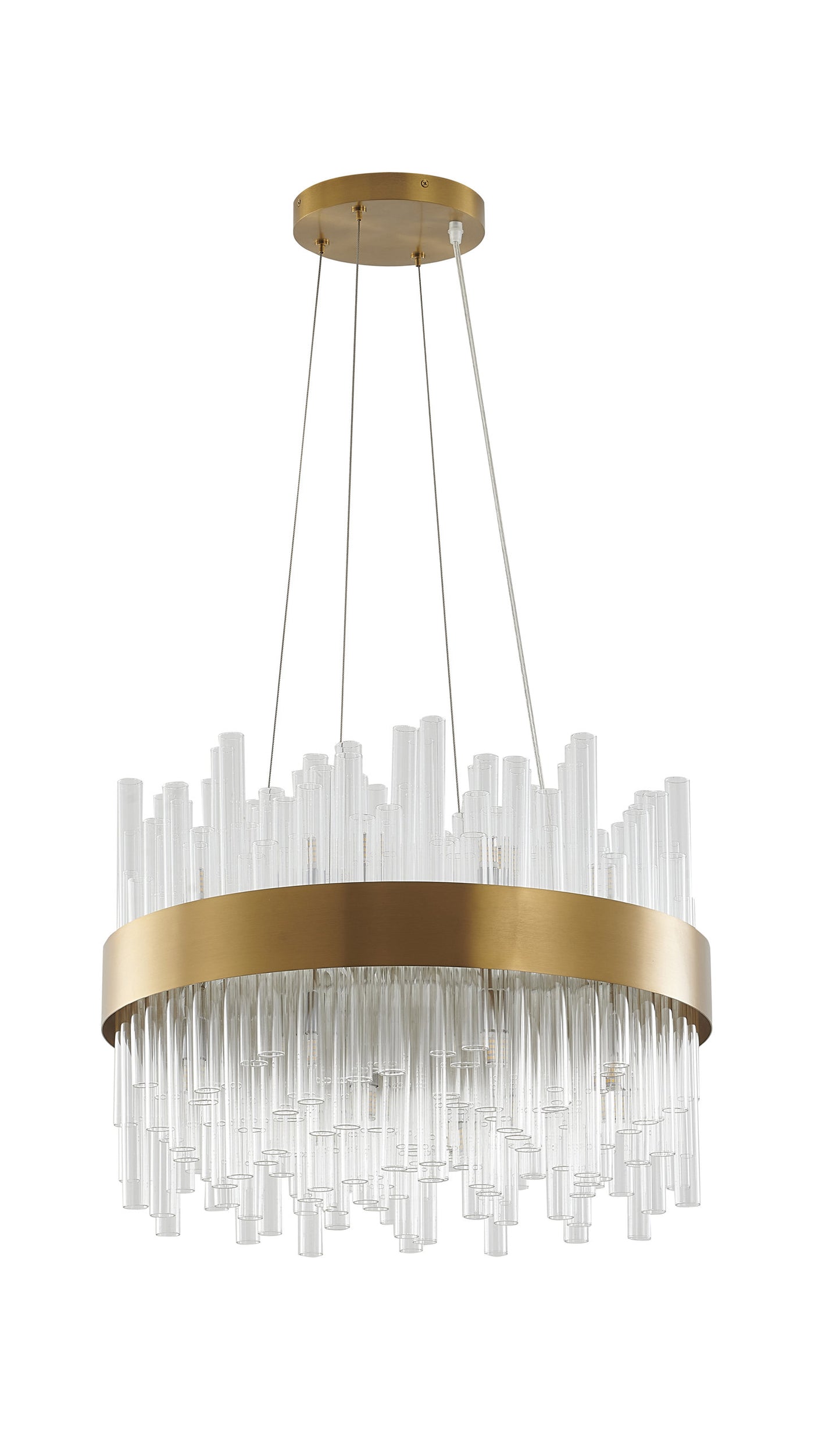 Matte Gold Chandelier With Glass RodsBy Design Living