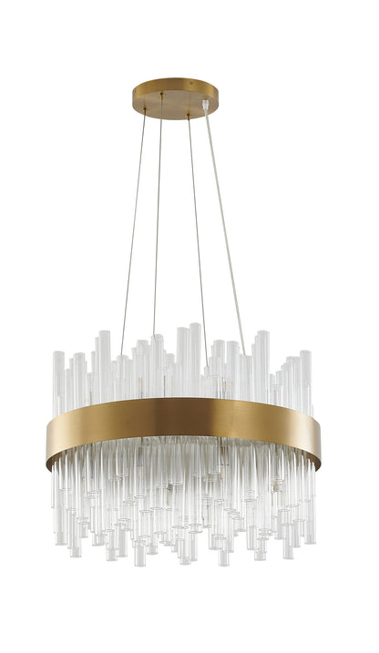 Matte Gold Chandelier With Glass RodsBy Design Living