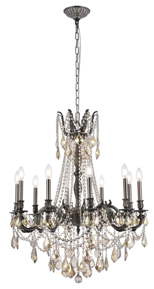 Elegant Lighting Rosalia Crystal Chandelier, Pewter, 28.00, Golden TeakBy Elegant Furniture & Lighting