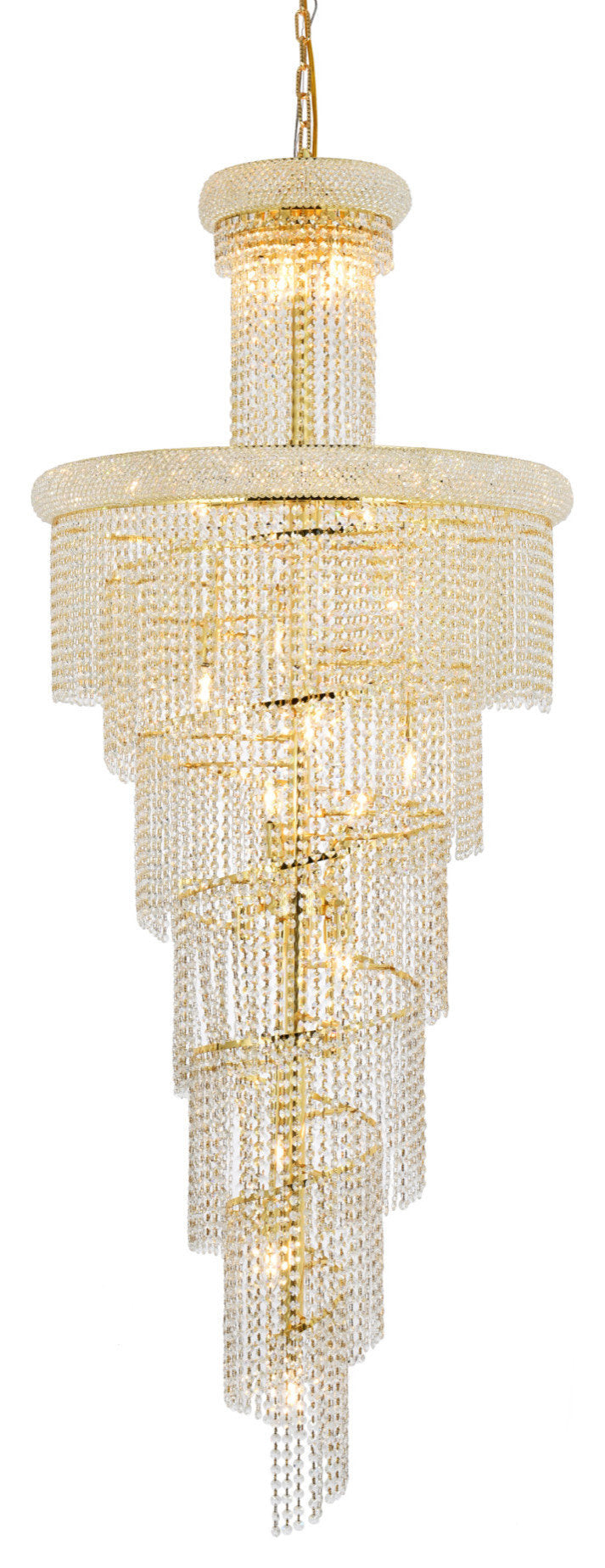 Elegant Lighting V1800SR30/RC Spiral 28 Light 30"W Crystal - GoldBy Elegant Furniture & Lighting