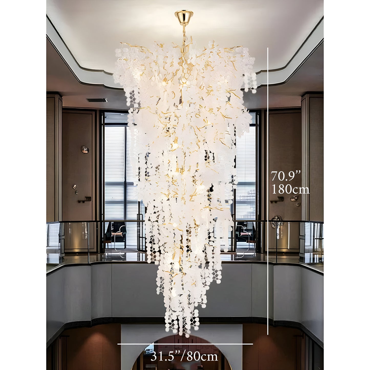 Aidone | Large Luxury Crystal Chandelier For Staircase, Dia31.5xh55.1"By Miron Demid LLC