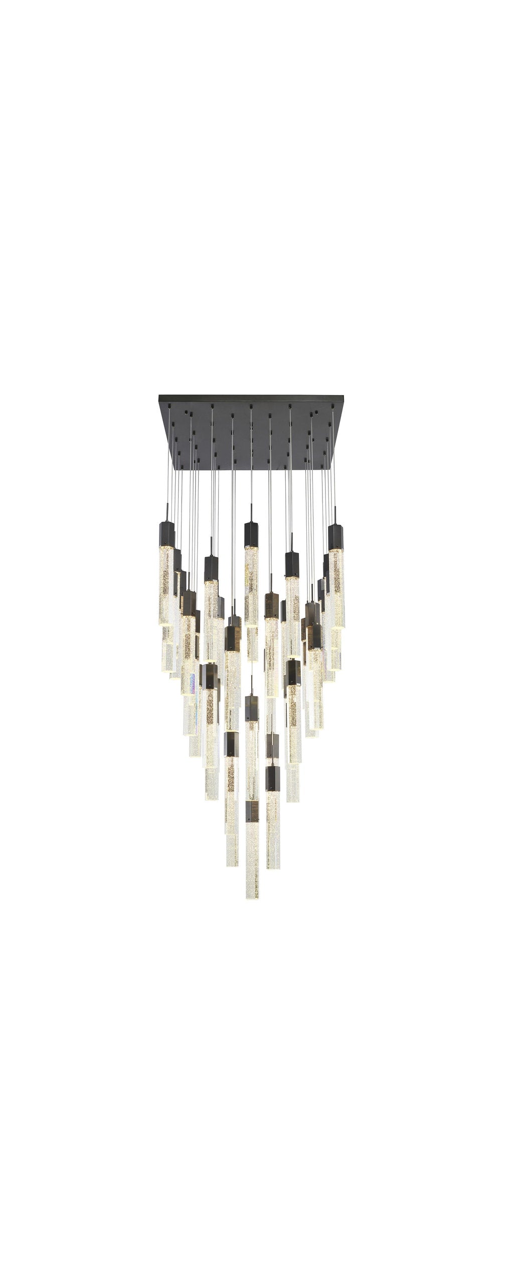 25-Light Black Metal Chandelier With Clear Bubble Crystal AccentsBy Design Living
