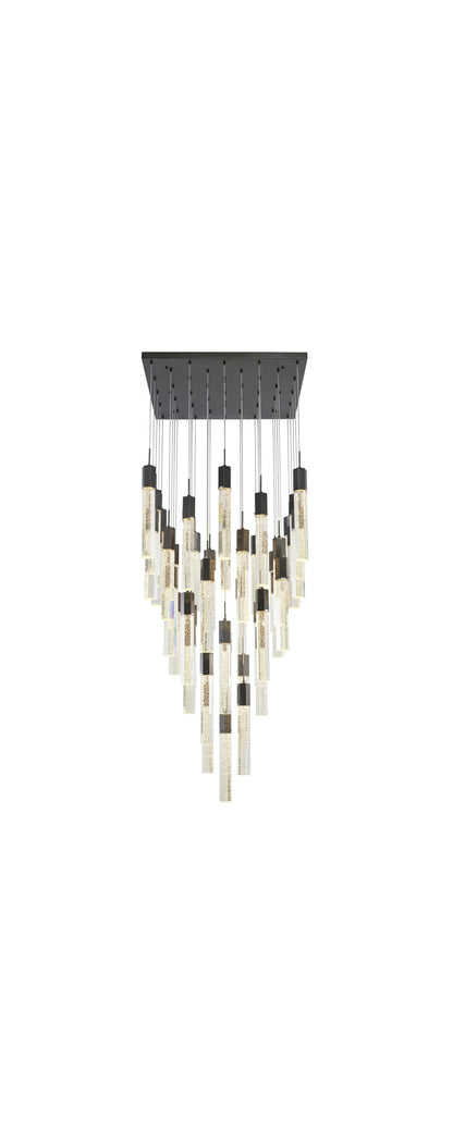 25-Light Black Metal Chandelier With Clear Bubble Crystal AccentsBy Design Living
