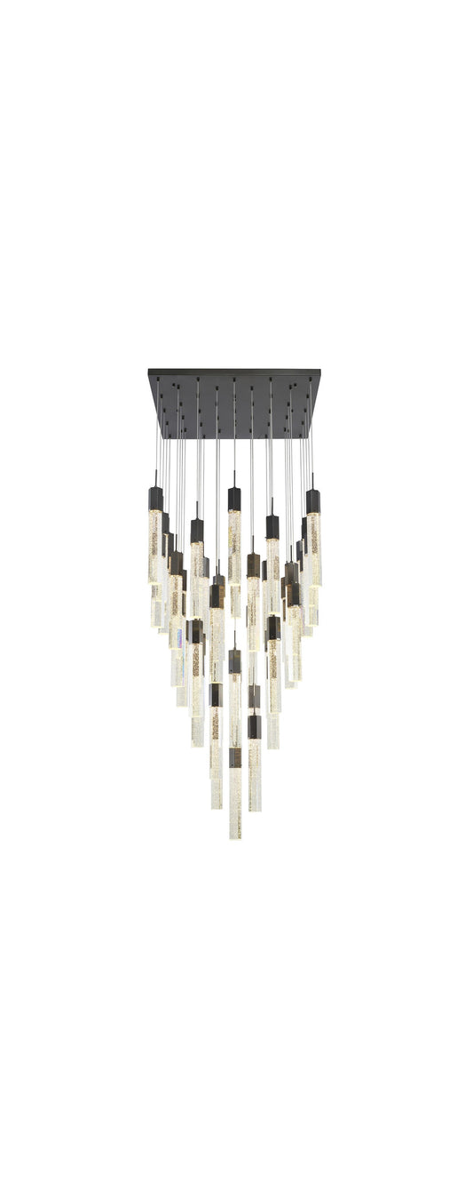 25-Light Black Metal Chandelier With Clear Bubble Crystal AccentsBy Design Living