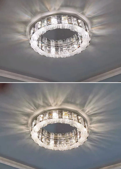 Loano | Modern Gorgeous Drum Ceiling Crystal Chandelier, 23.6"By Miron Demid LLC