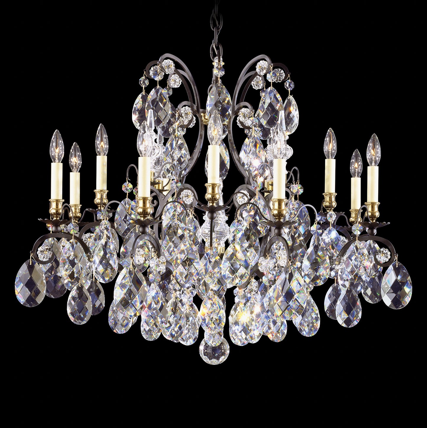 Renaissance 13-Light Chandelier in Black With Clear Heritage CrystalBy Schonbek