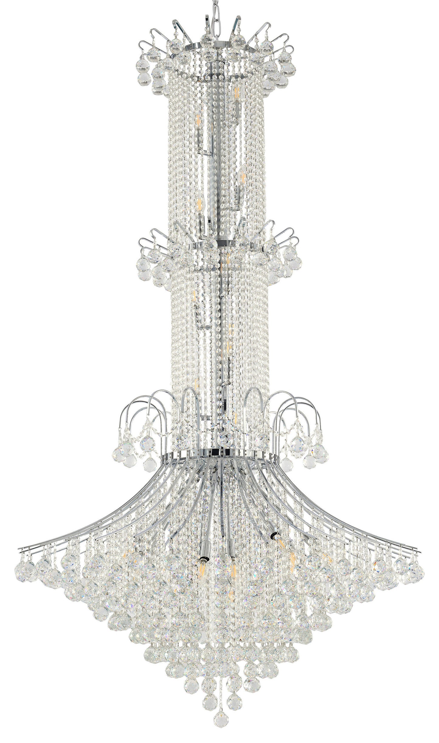 20-Light Chrome Metal Chandelier With CrystalsBy Design Living
