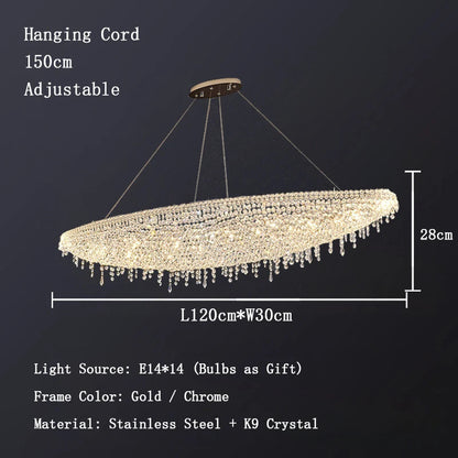 Alleri Crystal Chandelier For Dining Room, 47"By MORSALE
