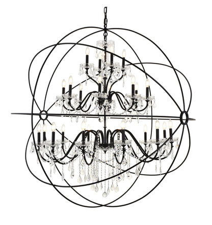 Elegant Lighting LD8801D60 Cordelia 24 Light 59"W Taper Candle - BlackBy Elegant Furniture & Lighting