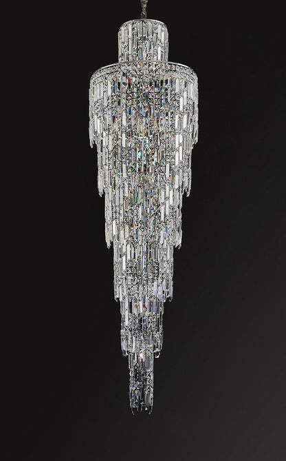 Moneglia | Chic Long Spiral Crystal Pendant Chandelier, Chrome, H70.9"By Miron Demid LLC