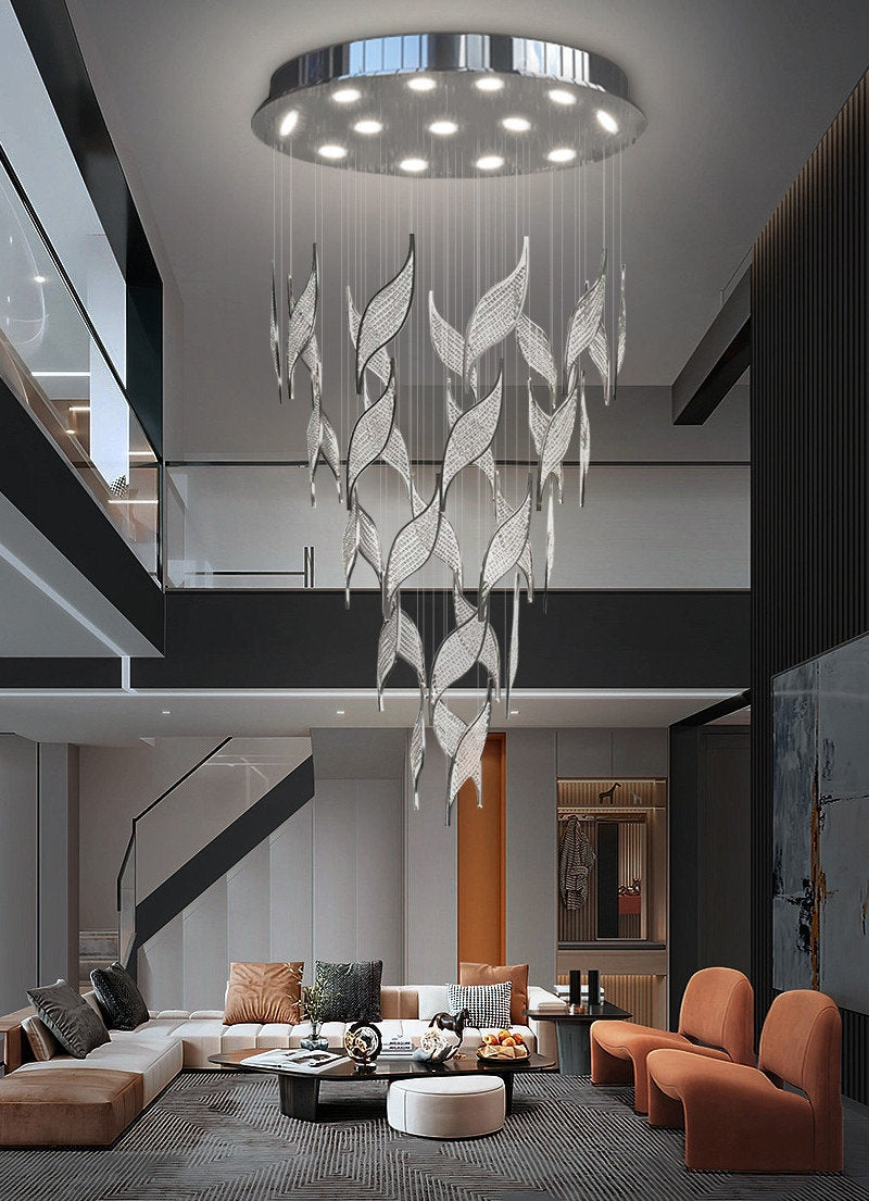 Framura | Creative Charming LED Crystal Chandelier, Chrome, Dia31.5xh78.7", Warm Light, DimmableBy Miron Demid LLC