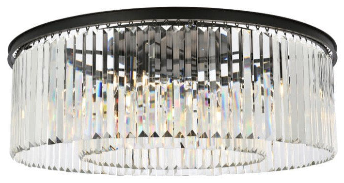 Elegant Lighting 1238F43/RC Sydney 10 Light 44"W Flush Mount Drum - Matte BlackBy Elegant Furniture & Lighting