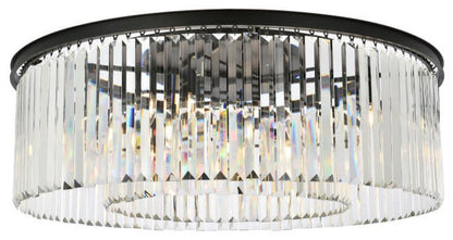 Elegant Lighting 1238F43/RC Sydney 10 Light 44"W Flush Mount Drum - Matte BlackBy Elegant Furniture & Lighting