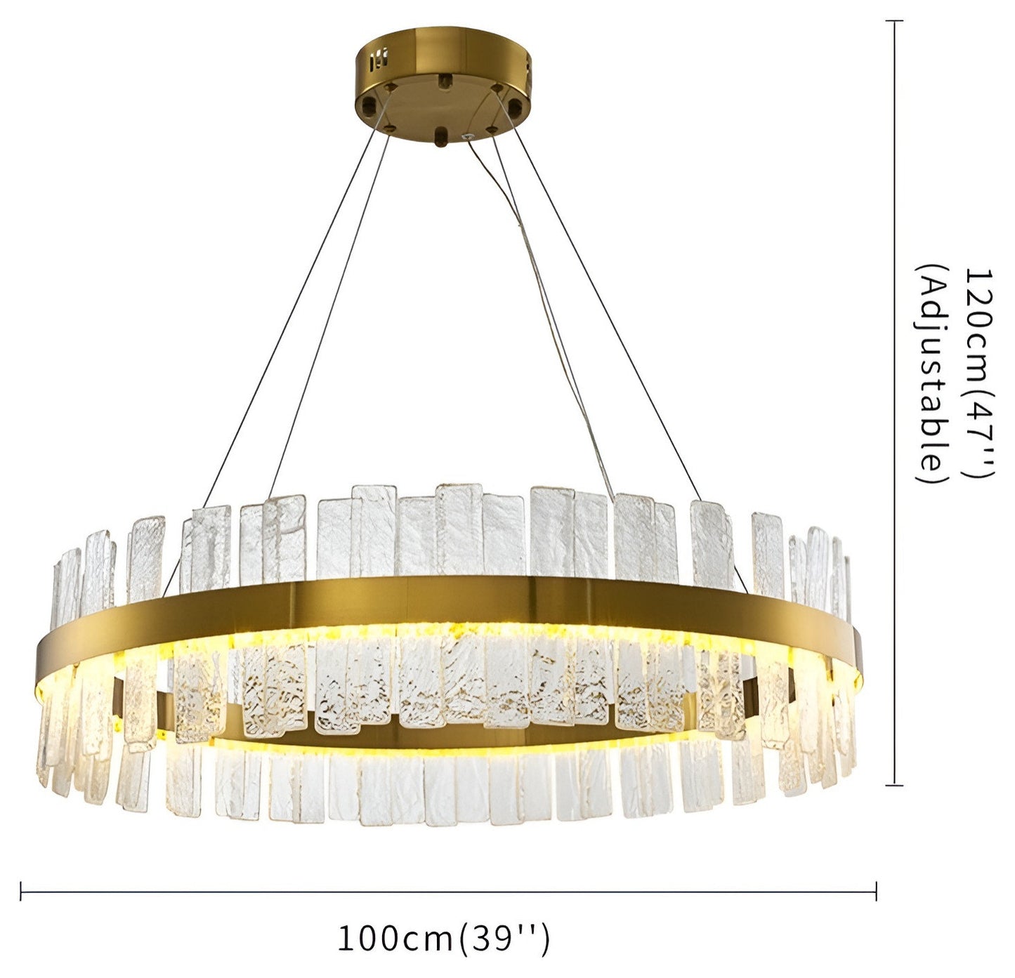 Ieper | Gold Glass Round Led Chandelier for Living Room, 31"By Miron Demid LLC