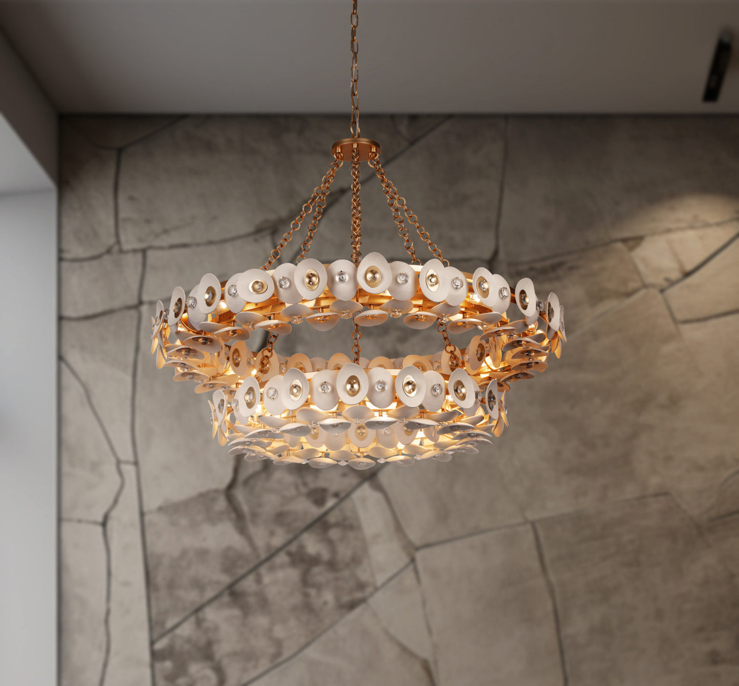 Metropolitan N1868 Niu 22 Light 39"W Ring Chandelier - Fawn GoldBy Minka Aire