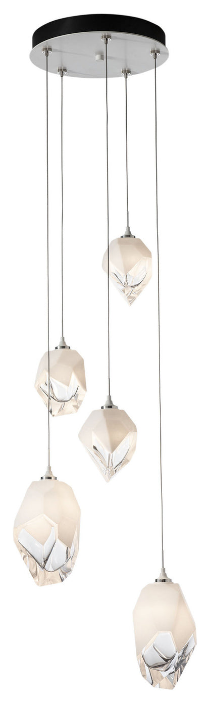 Chrysalis 5-Light Mixed Crystal Pendant White Finish- Long, White CrystalBy Hubbardton Forge