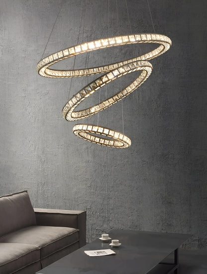 Antwerpen | Ring Gold Crystal Chandelier for Living Room, 17.7*23.6*31.5"By Miron Demid LLC