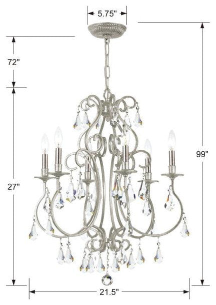Ashton 6-Light Chandelier in Traditional and Contemporary Style, 21.5"By Crystorama Lighting