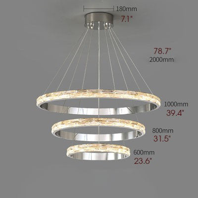 Stella | Postmodern Stainless Steel Pendant Light, Dia23.6+31.5+39.4", 3 RingsBy Miron Demid LLC