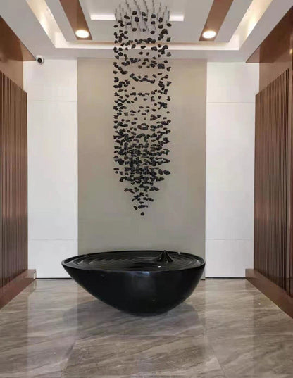 Le Port | Floating Luxury Crystal Chandelier With Decorative Stones, Black, Dia39.4xh118.1", Cool LightBy Miron Demid LLC