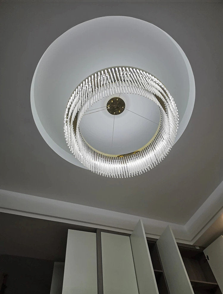 Zapponeta | Round/Oval Crystal Gold Chandelier for Bedroom, Dia31.5"By Miron Demid LLC
