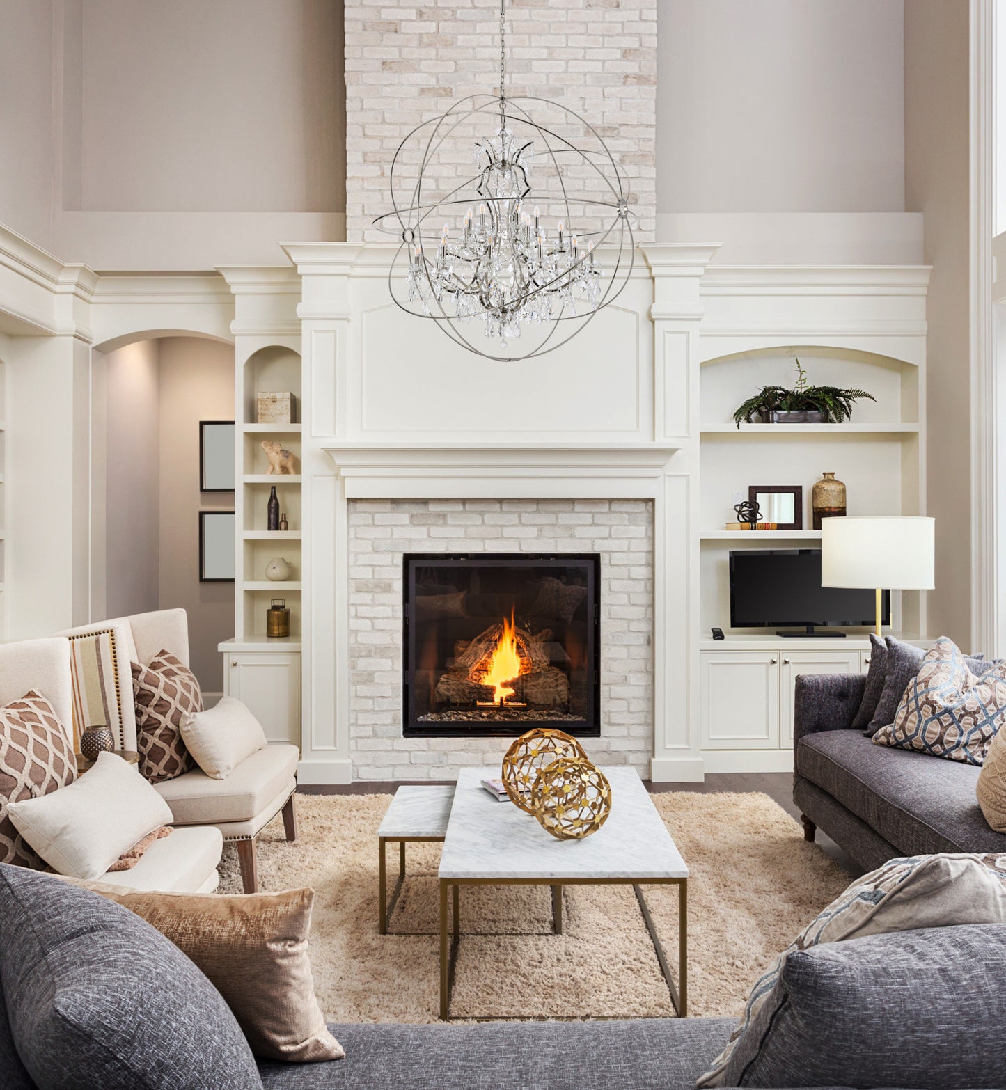 Elegant Lighting 1130G60/RC Geneva 25 Light 60"W Crystal - Dark BronzeBy Elegant Furniture & Lighting