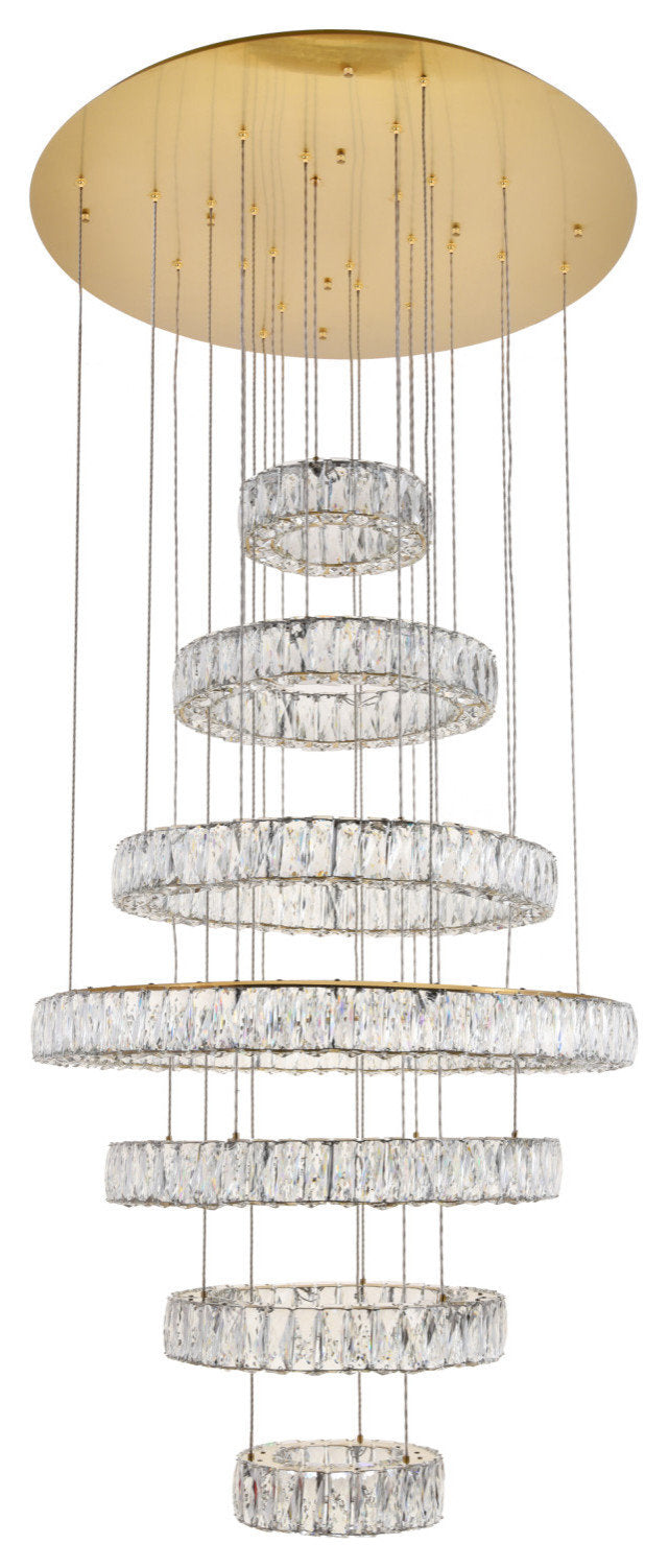 Elegant Lighting 3503G34 Monroe 7 Light 34"W LED Crystal Ring - ChromeBy Elegant Furniture & Lighting
