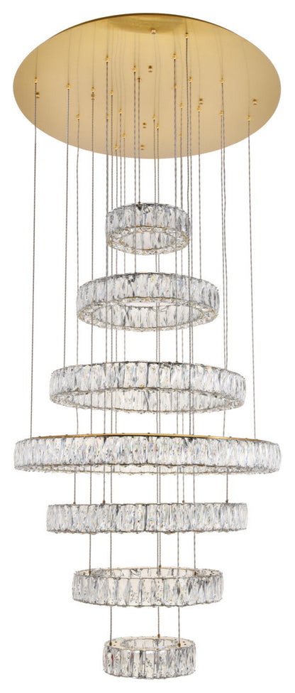 Elegant Lighting 3503G34 Monroe 7 Light 34"W LED Crystal Ring - ChromeBy Elegant Furniture & Lighting