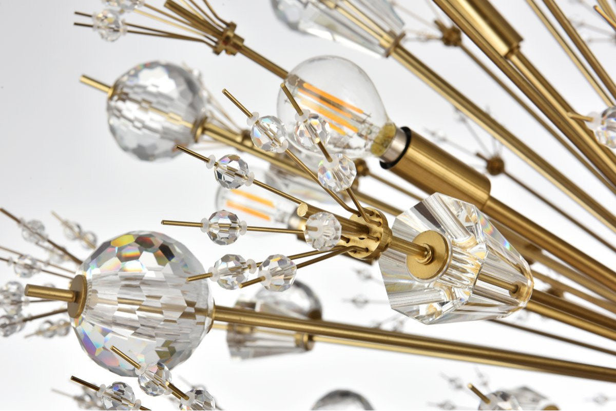 Elegant Lighting 2500D38SG Vera 38 inch crystal starburst round pendant in goldBy Elegant Furniture & Lighting
