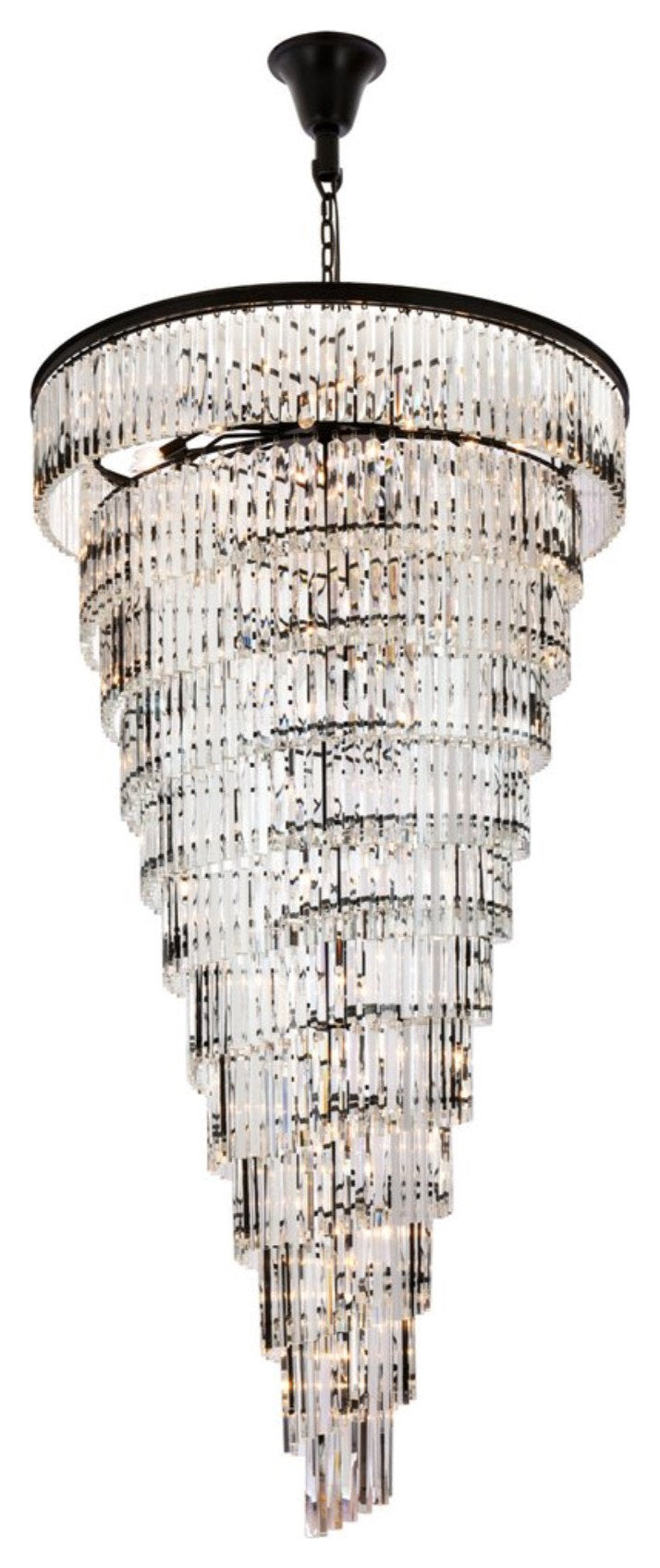 Sydney 48" Spiral Crystal Chandelier, Matte BlackBy Elegant Furniture & Lighting