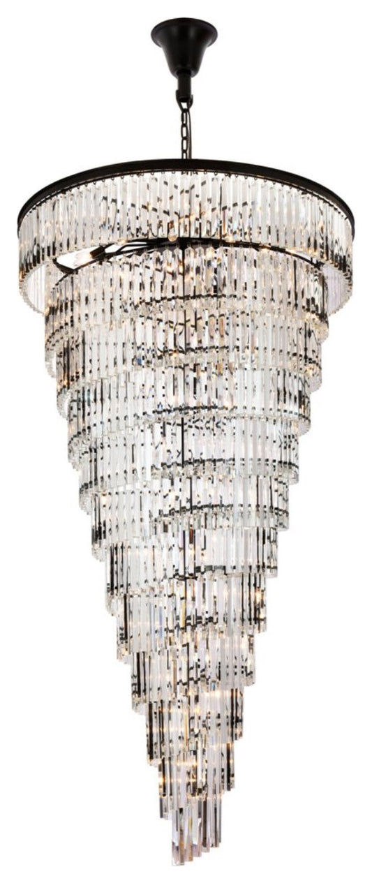 Sydney 48" Spiral Crystal Chandelier, Matte BlackBy Elegant Furniture & Lighting