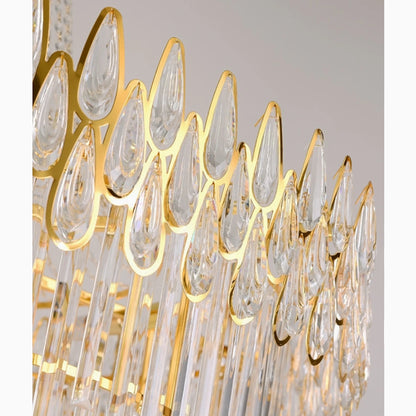 La Bollene-Vesubie | Hanging Posh Gold Crystal Chandelier, Medium - Dia80xh120cm / Dia31.5xh47.2"By Miron Demid LLC