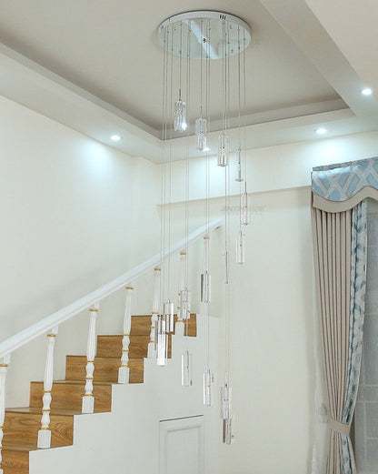 Cannes | Staircase Pendant Crystal Long Light Fixture, 30 LightsBy Miron Demid LLC