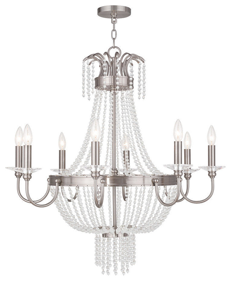Chandelier With Clear Crystals, Brushed NickelBy Livex Lighting Inc.