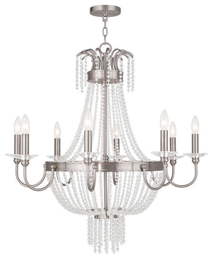Chandelier With Clear Crystals, Brushed NickelBy Livex Lighting Inc.