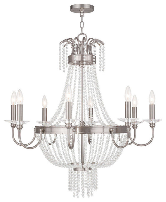 Chandelier With Clear Crystals, Brushed NickelBy Livex Lighting Inc.