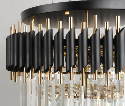 Ceriale | Grand Black Modern Crystal Ceiling Chandelier, 31.5'', Non-Dimmable, Cool LightBy Miron Demid LLC