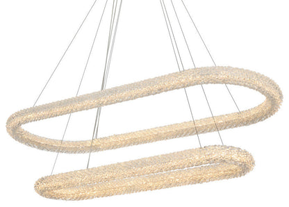 Elegant Lighting 3800G50L2 Bowen 51"W LED Crystal Ring Chandelier - Satin GoldBy Elegant Furniture & Lighting