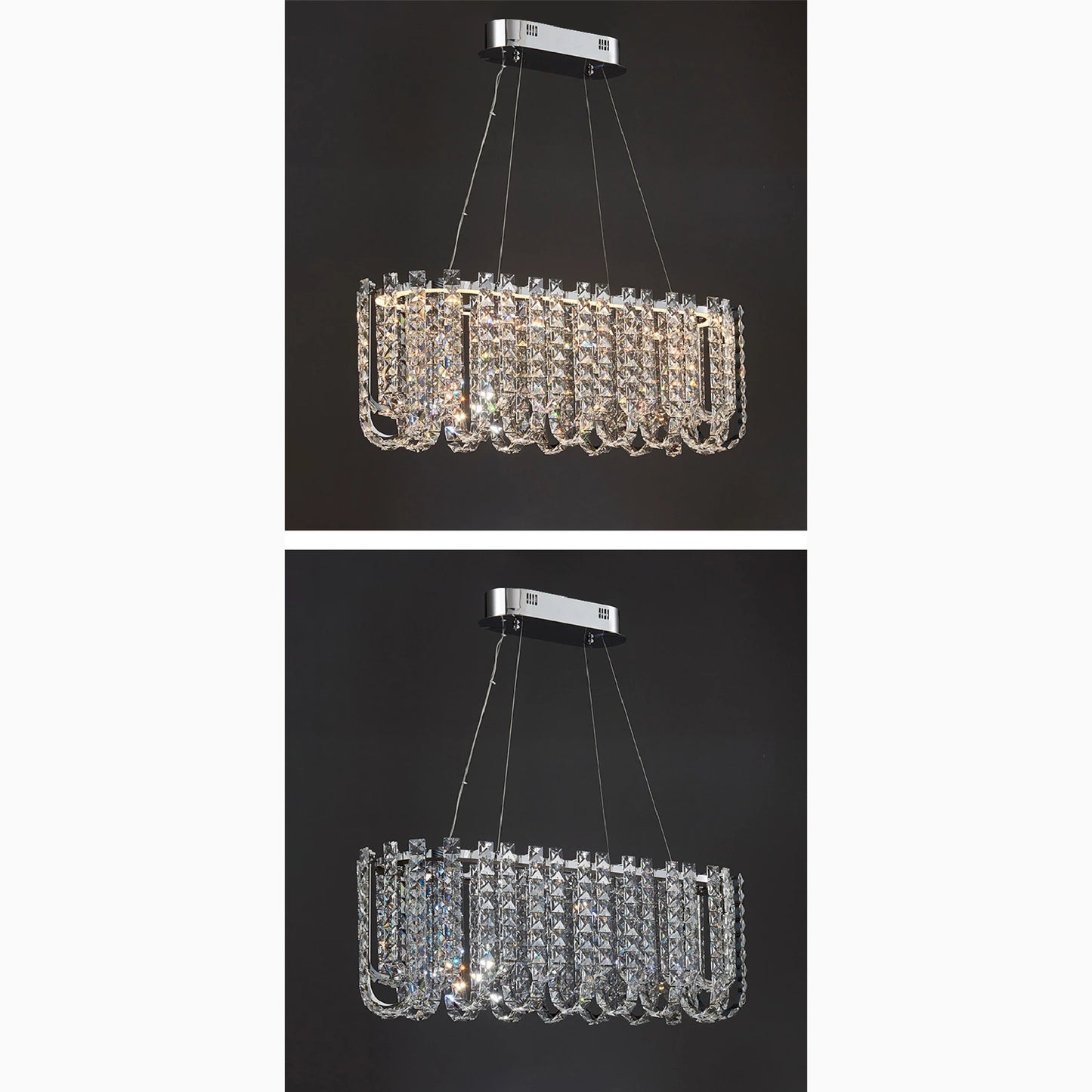 Cagnano Amiterno | Posh Large LED Crystal Pendant Chandelier, 1 Layer Large -Dia39.4", Warm LightBy Miron Demid LLC