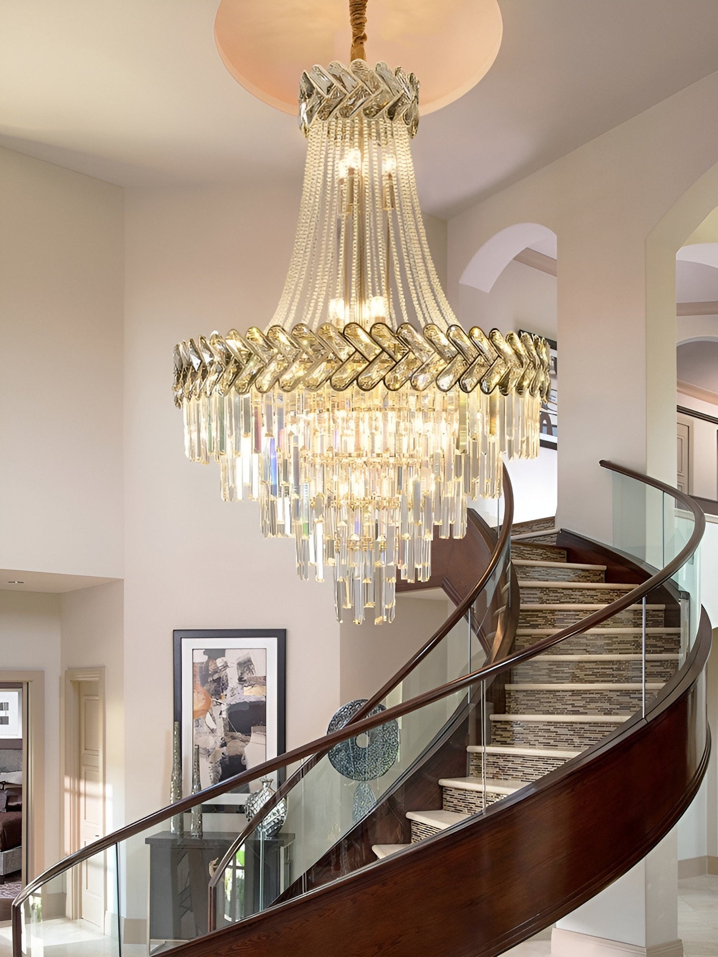 Juan-les-Pins | Big Luxury Crystal Chandelier Opulent Elegance, 31.5'', Warm Light 3000k, DimmableBy Miron Demid LLC